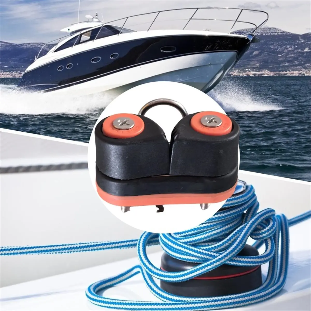 Multi-use Gear Practical Ball Bearings Nylon Rope Clamp with Leading Rings Kayak Fast Entry Cam Cleat Marine Hardwares Boat Clea