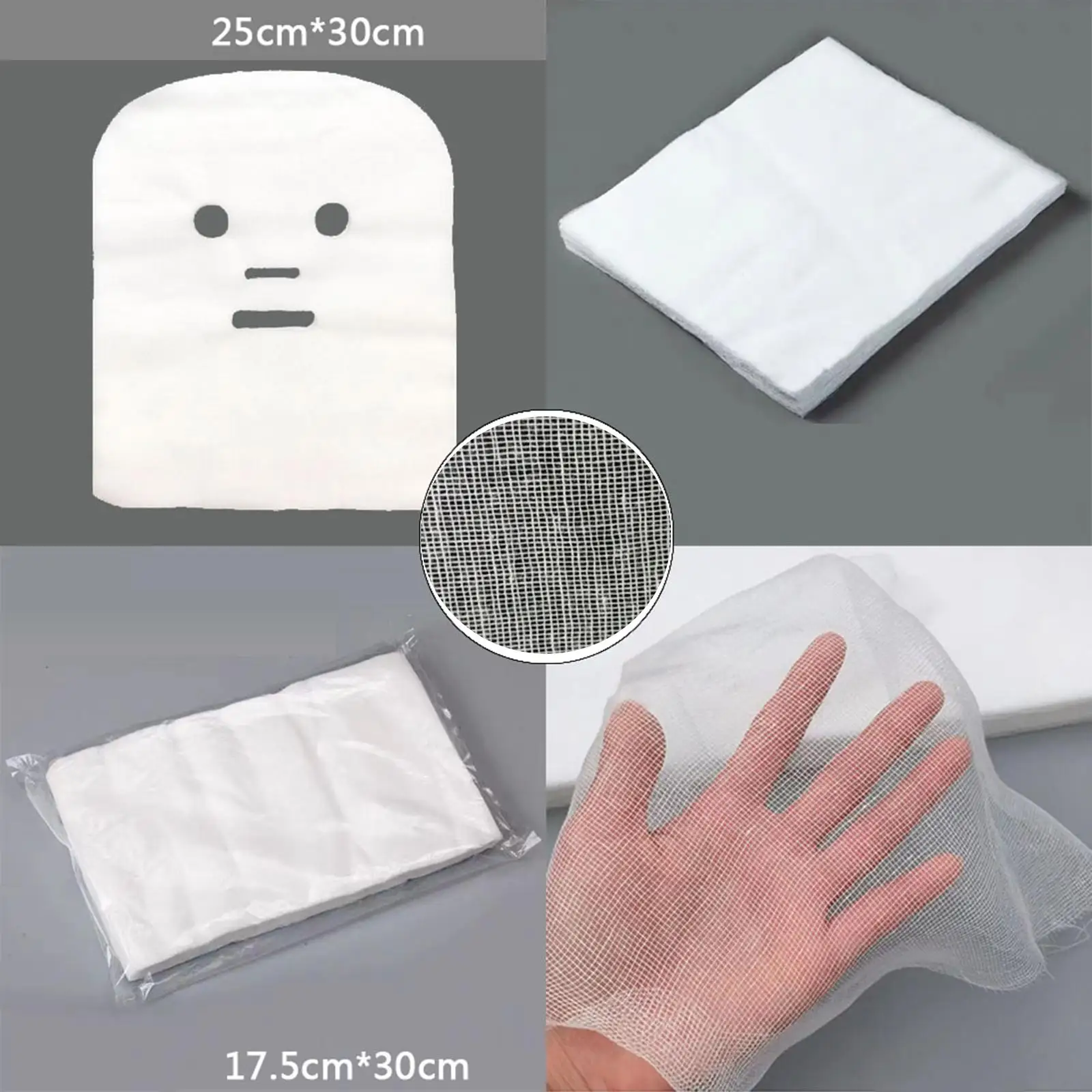 Disposable Facial Gauze Cotton Mask Pads Lint Free White Pre Cut Sheets for Serum Lotion Clay Mask Use