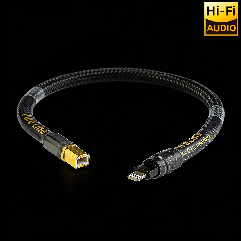 Pureline Canare Hifi USB DAC Cable Audio Amplifier USB B To Lightning Interface Mobile Phone OTG Coaxial Coding Cable Iphone13
