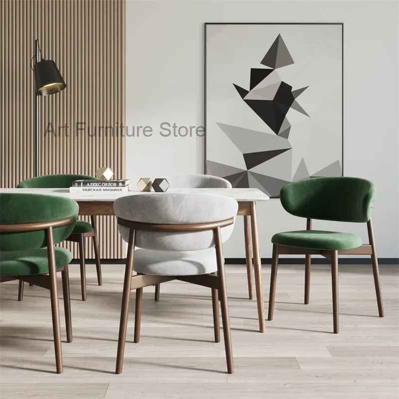 Replica Vanity Dining Chairs Modern Nordic Ergonomic High Dining Chair Waiting Leisure Leathr Wooden Silla Comedor Furniture