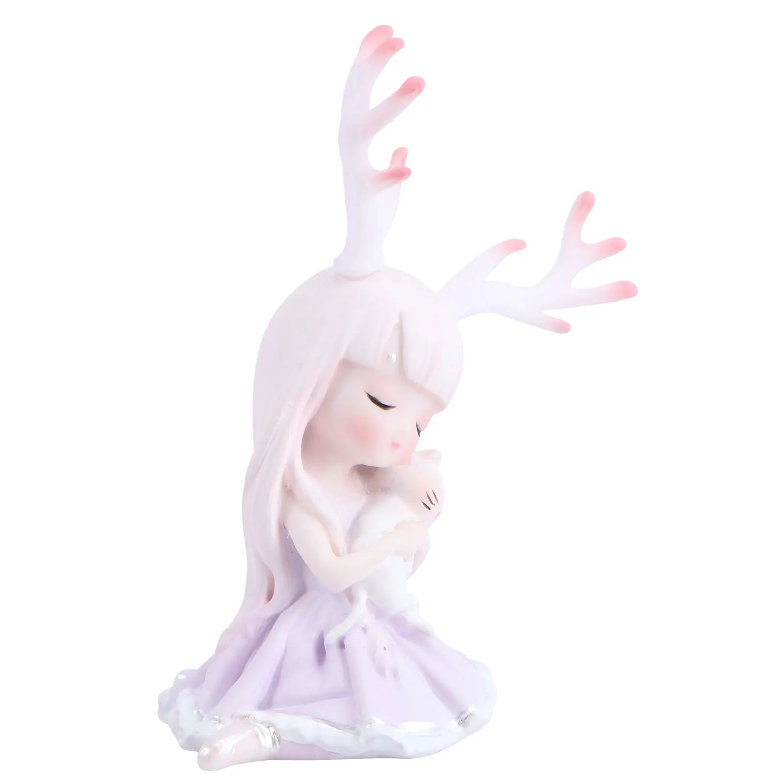 

Elegant Pink Deer Resin Ornament Home Garden Decor Tranquil Lady Sitting Position Ideal Birthday Gift Deer Decor