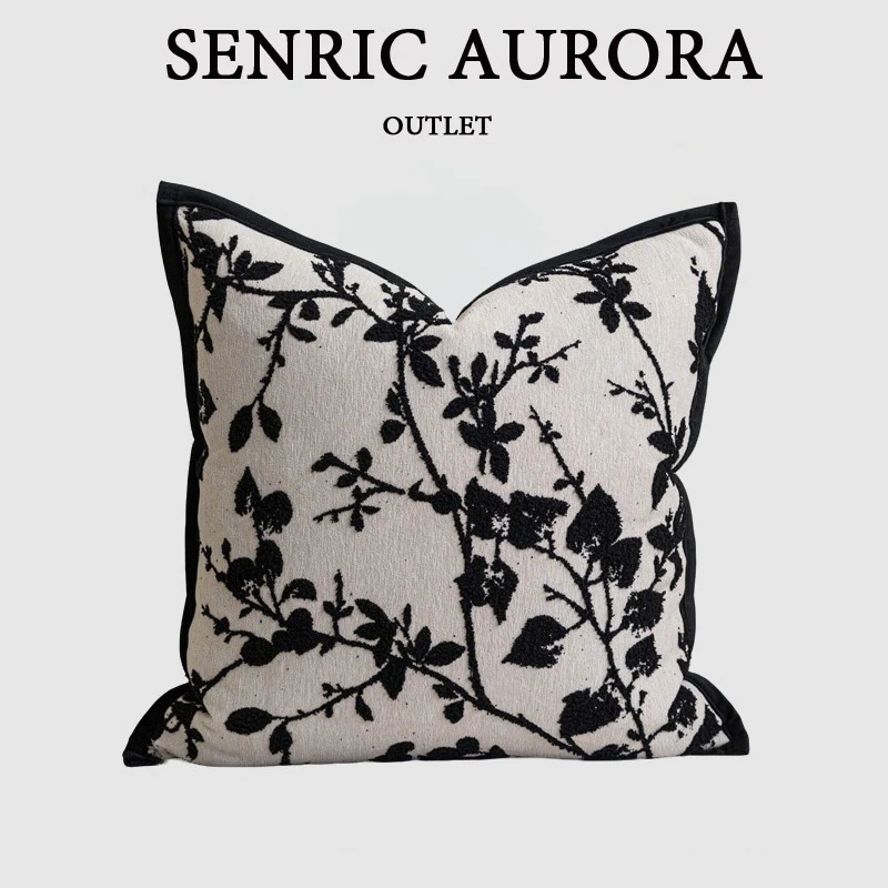 Design Luxury Cushion Cover 30x50 45x45 50x50cm Full Branch - Black And White Pillow Case For Home Hotel Bed Living Room Sofa