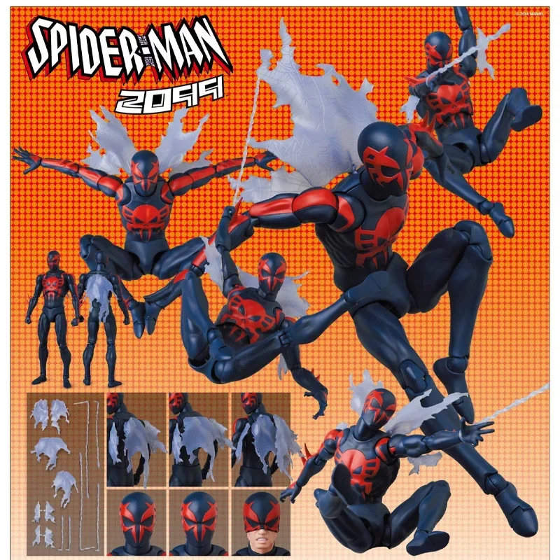 متوفر في المخزون Ko Spiderman Mafex 239 Spiderman 2099 النسخة الهزلية مجموعة أرقام أنيمي عمل نموذج لجسم ألعاب هدايا مخصصة #1