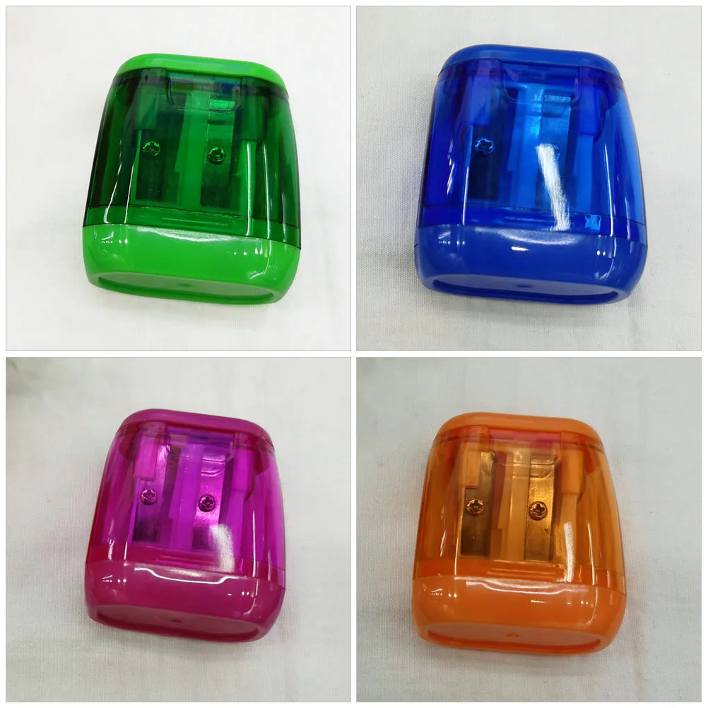 

4Pcs Manual Pencil Sharpeners Colored Double Holes Small Lightweight Pencil Sharpeners Kids Students Supplies Students Sharpener