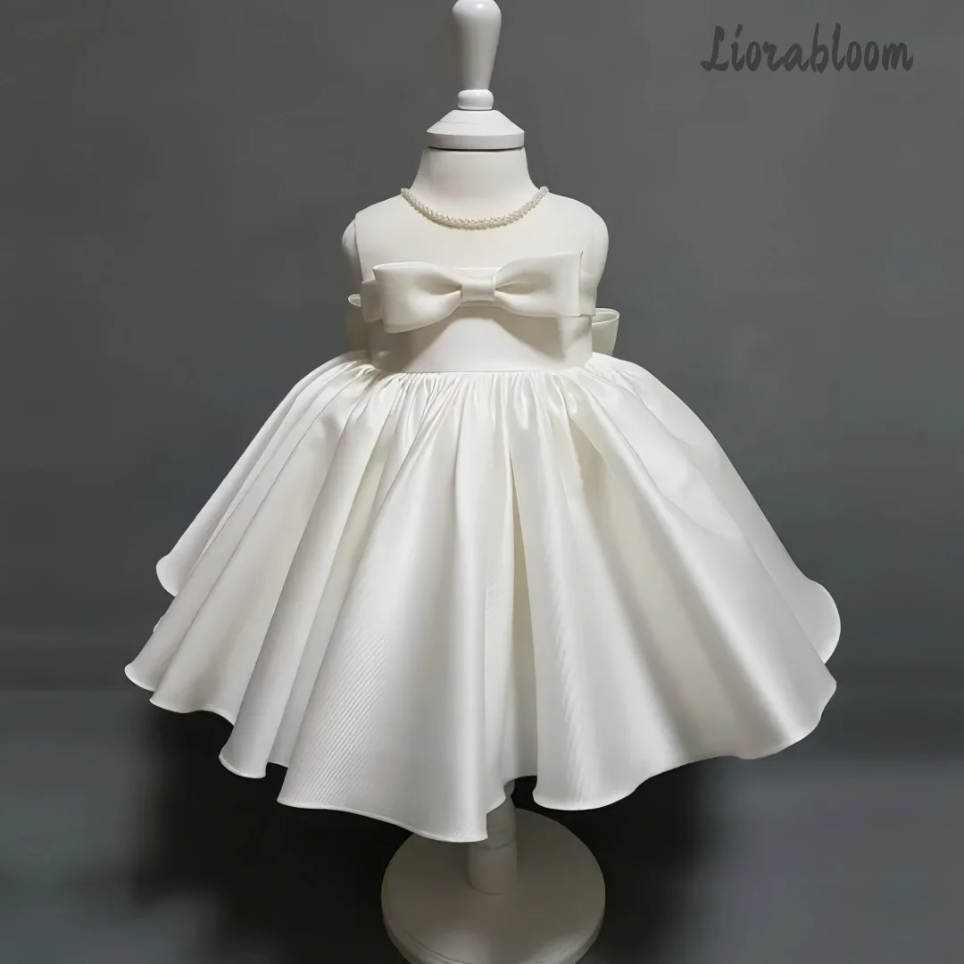 

Elegant Pearl Princess Evening Gown White Flower Girl Dress Casual Short Dress Girls' Prom Dress