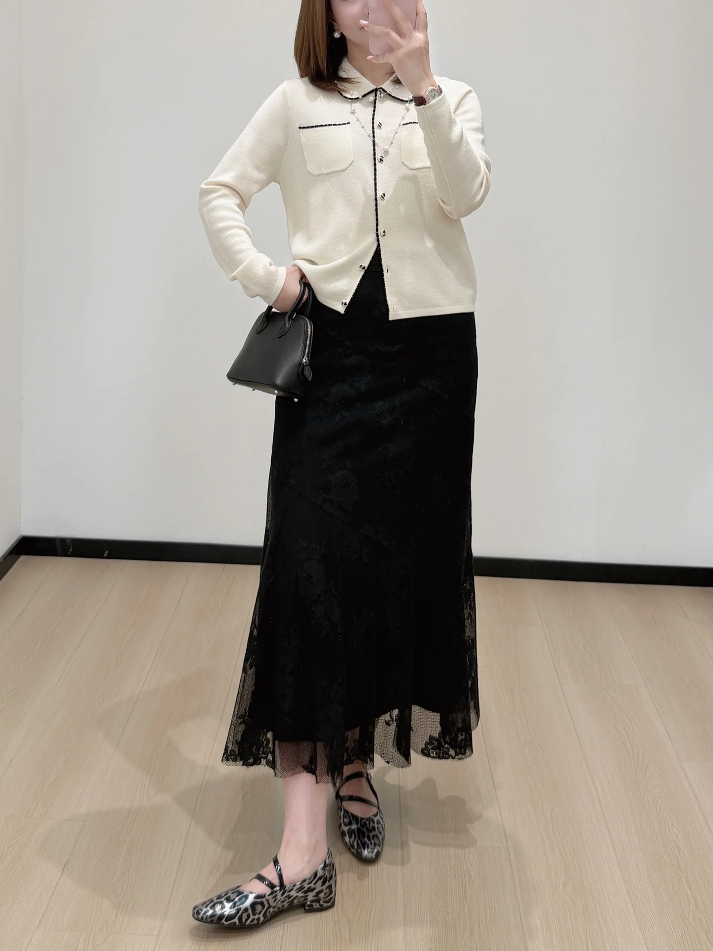 

Повседневная кружевная юбка-русалка Ele с завышенной талией для женщин, весенняя мода 2026, невидимая под юбкой, скрывающая живот