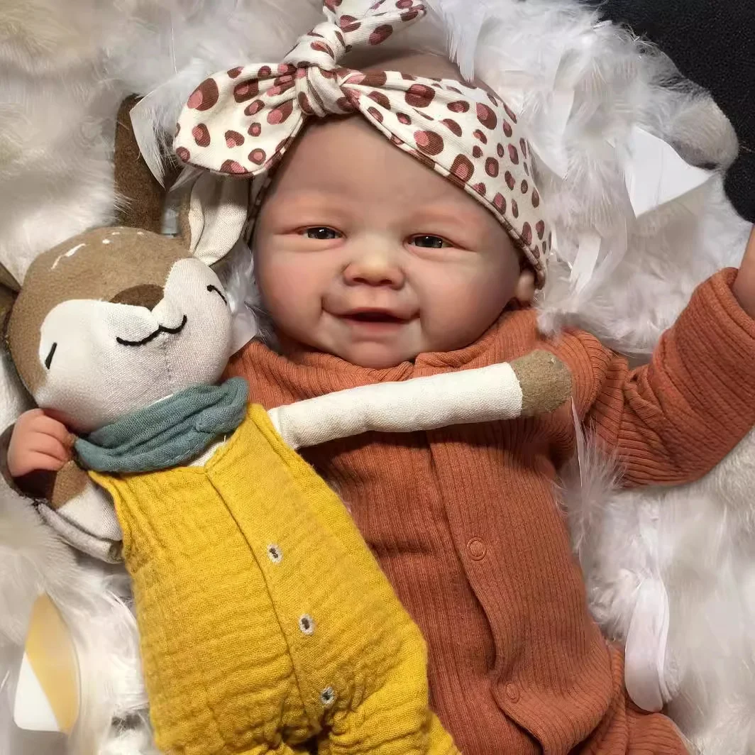 NPK 19 pouces Reborn bébé poupée Vivienne réaliste corps doux avec peau peinte en 3D et cheveux dessinés à la main poupée tactile à collectionner