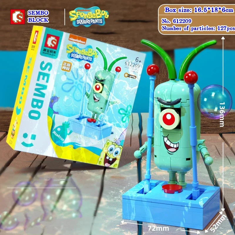 SEMBO SpongeBob Building Blocks Patrick Star Squidward Mr. Krabs Sandy Cheeks Model Kawaii Children\'s Toy Birthday Gift