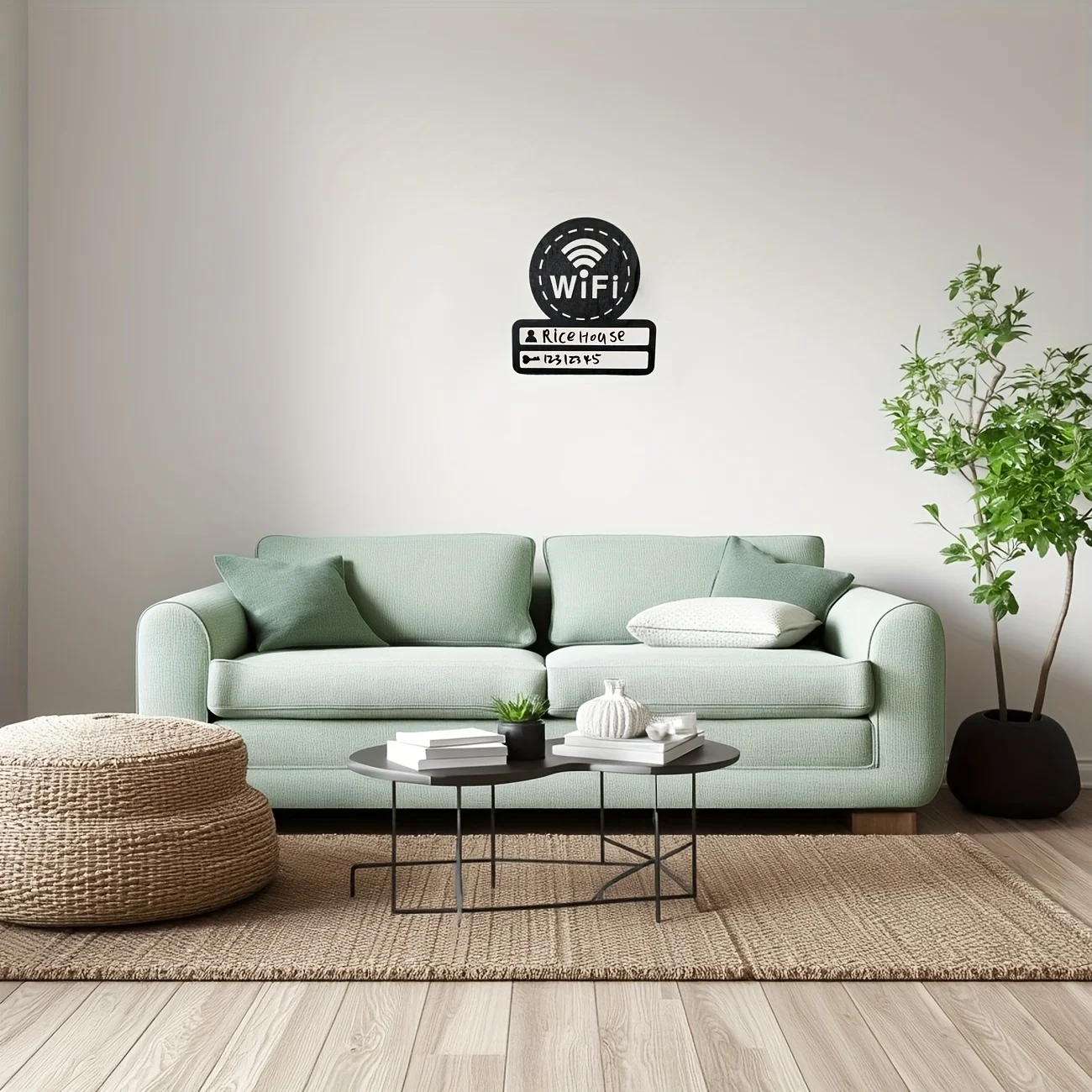 1Pc Wooden WiFi Password Sign Wall Hanging Wireless Network Information Plaque Home Cafe Hotel Decor Accessory