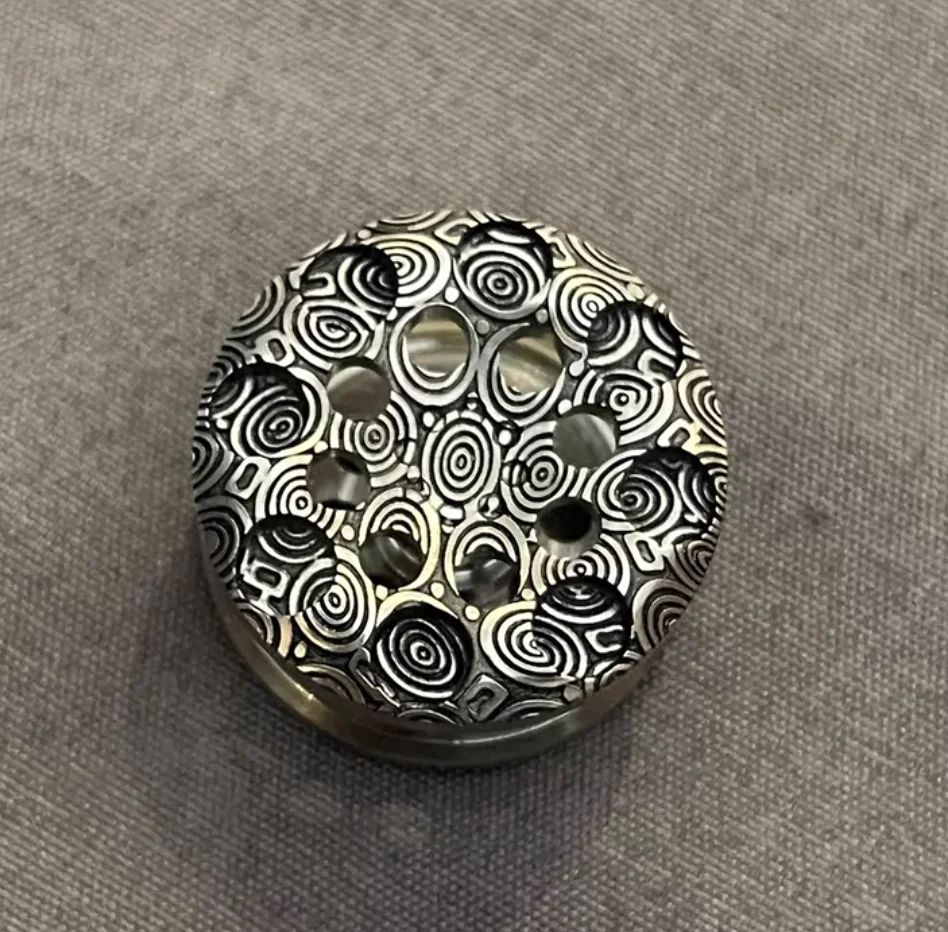 Used EDC Titanium Carving Hole damascus button 24.5*14mm spinner Fingertip gyroscope Decompression toys