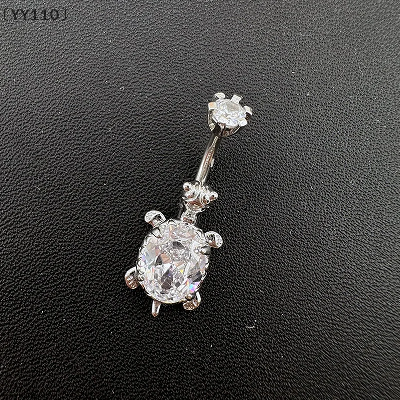 [[YY110] المعلقات السلحفاة شخصية خواتم السرة للنساء الزركون البطن زر مسمار ثقب الجسم مجوهرات