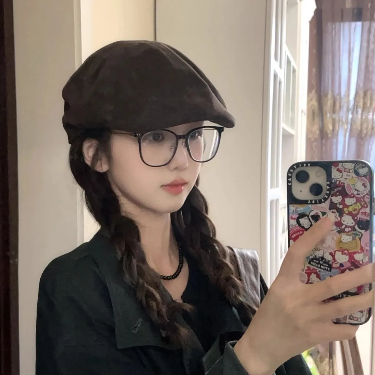2025 New Suede Forward Hat Women's British Style Retro Big Head Beret Niche All-match Painter Hat