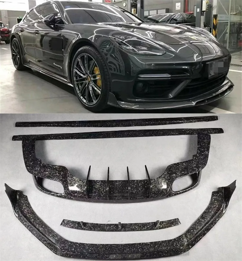 Diffuseur de pare-chocs arrière en fibre de carbone véritable pour Porsche Panamera Turbo, jupe latérale, kit de carrosserie Spomicrophone, haute qualité, avant, Jules, 971, 17-21