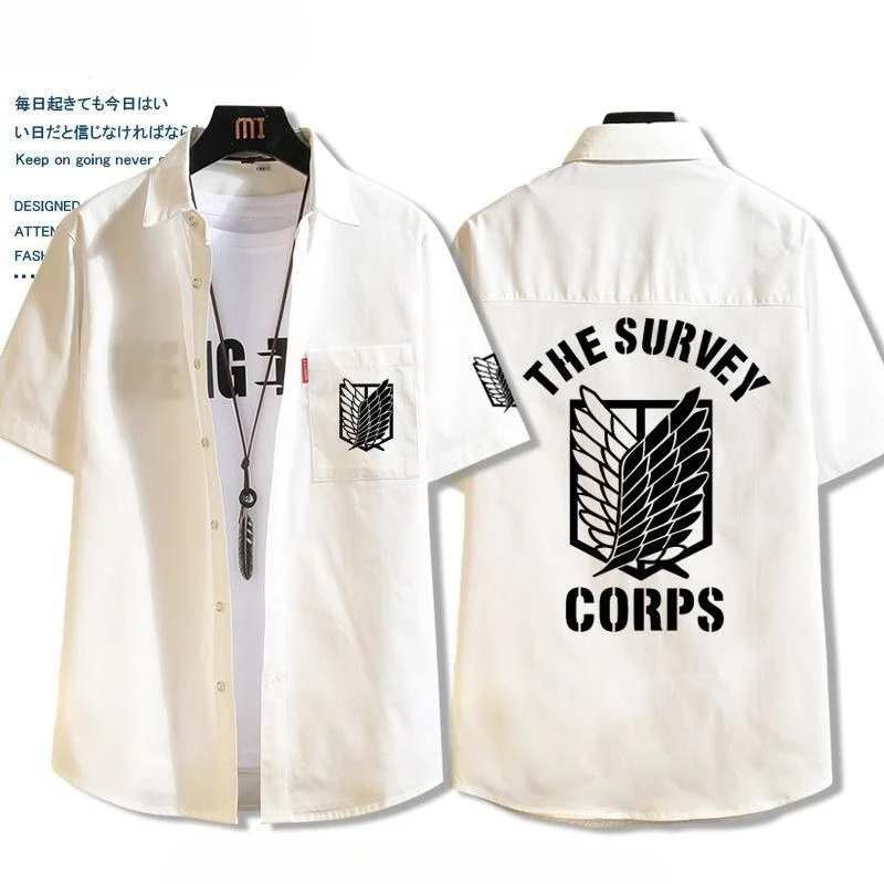 Nueva camiseta de manga corta periférica bidimensional de Anime creativo con alas de libertad gigantes de ataque, camiseta holgada informal, regalo de vacaciones