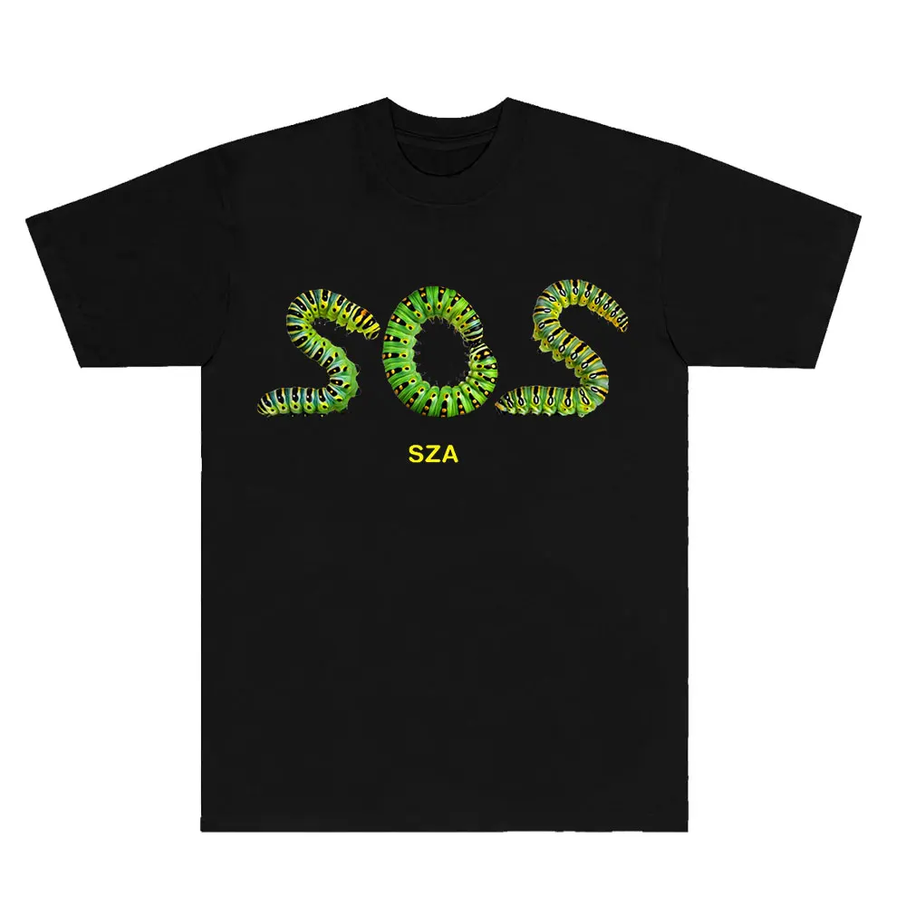 SZA SOS Caterpillar T-Shirts Grand National Tour Merch Cosplay Women Men Fashion HipHop Streetwear Short Sleeve Tee