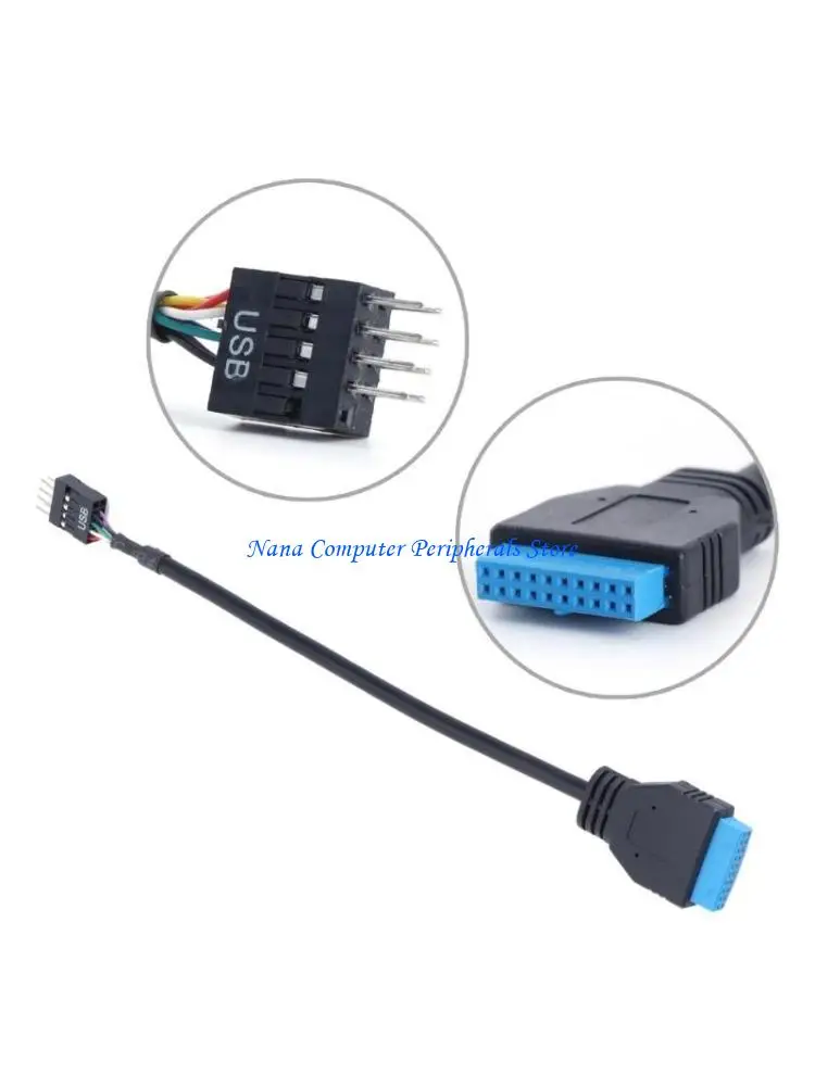 F68C USB to 2.0 Adapters Header Cable Converters USB 19 Pin Female to USB 2.0