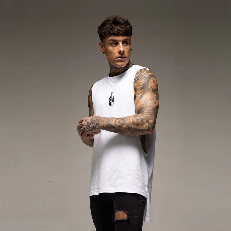

Gym Bodybuilding Fitness Cotton Breathable Cool Loose Tank Tops Men Workout Muscle Sleeveless Summer Absorb Sweat Sport T-shirt