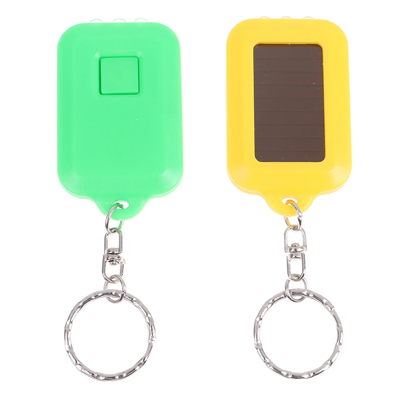 Solar Powered LED Flashlight Keychain Small Pocket Light Portable Flashlight With Keyring Outdoor Lighting Flashlights