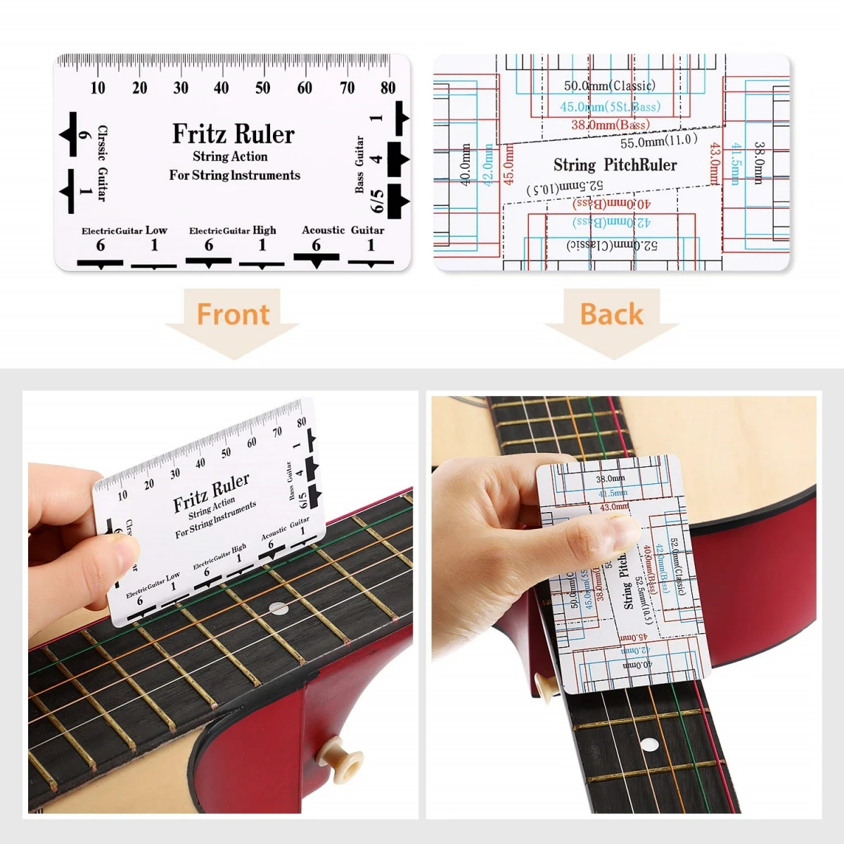 Miwayer Guitar Neck Notching Tool With String Action Ruler Gauge - Perfect for Gibson 24.75 & Fender 25.5 Electric Guitars