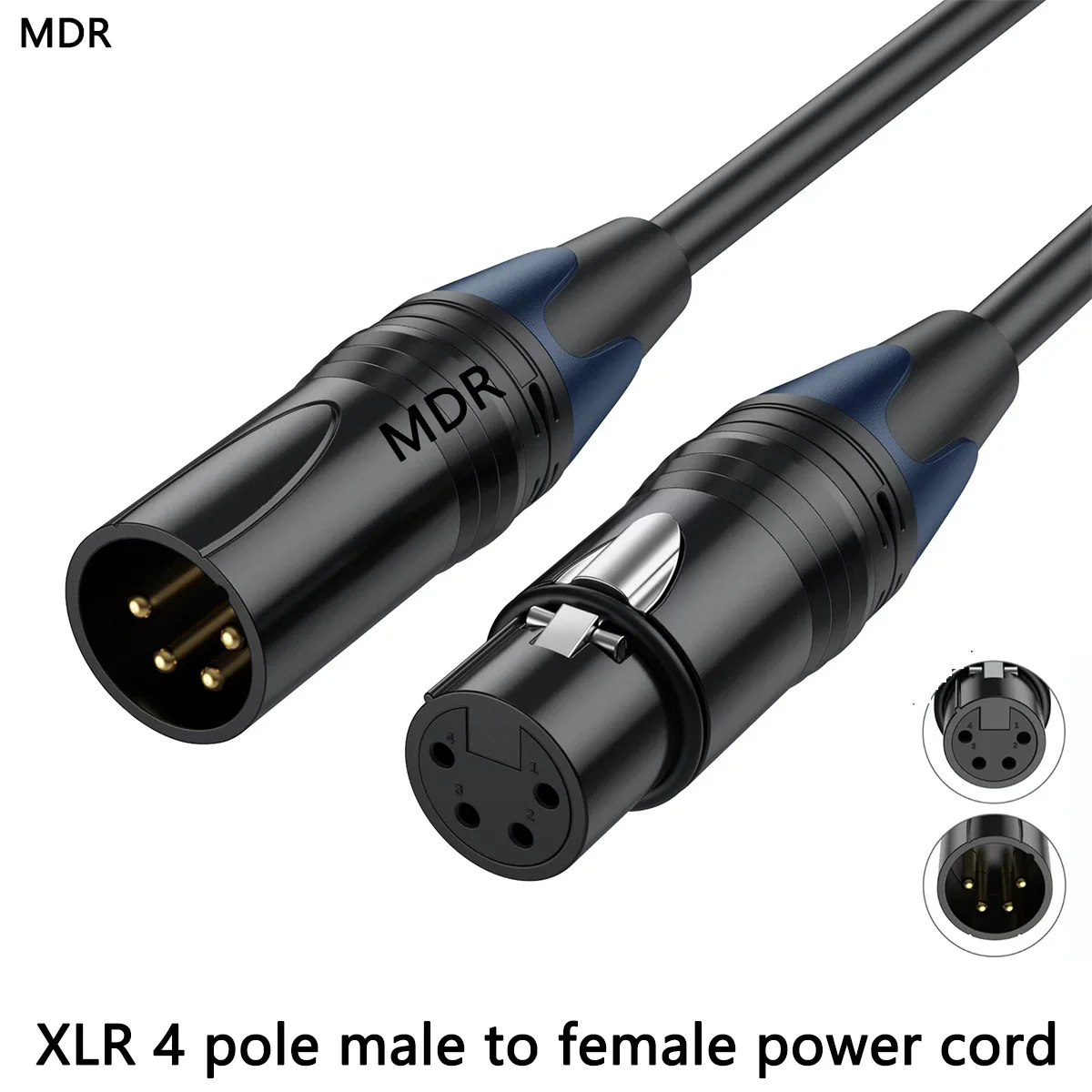 

MDR 4-pin XLR Connector 4-Pin XLR Cable Male to Female Power Cord for Broadcast Camera Monitor Black