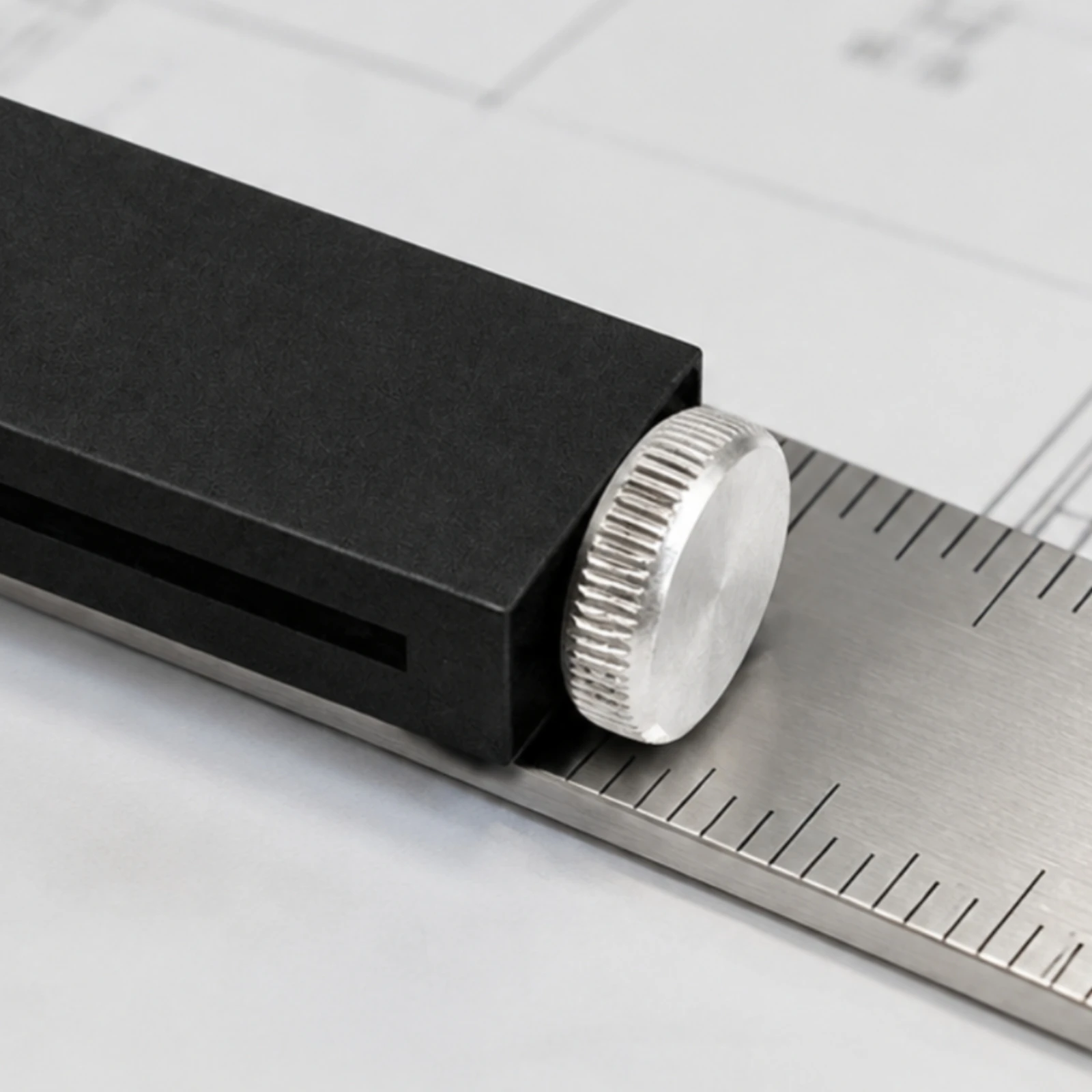 Steel Ruler Positioning Stop Accurate Ruler Stop with Knurled Adjustment Knob Woodworking Line Guide Adjustable Easy-Grip