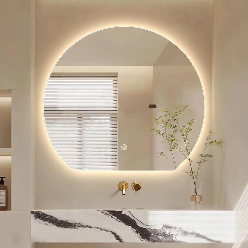 Smart Sensor Control LED Round Bathroom Mirror With Minimalist Modern Design And Dual-Touch Control For Dressing Table Washroom