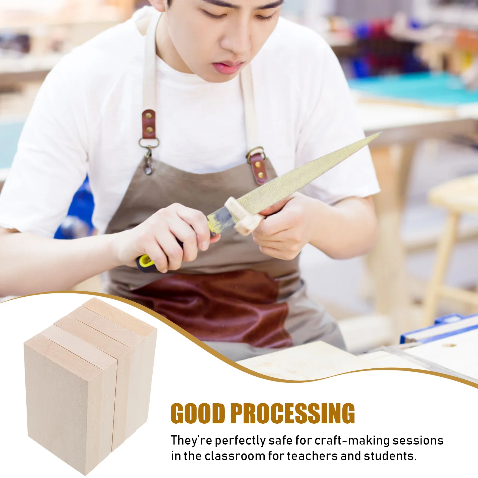 

5pcs Wood Planks Unfinished Natural Blocks for Diy Wood Material Craft Wooden Blocks DIY Projects Sewing Accessories