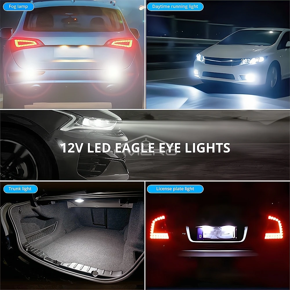 2Pcs New 23MM Car Eagle Eye Silver Shell DRL Led Daytime Running Lights LED 12V Backup Reversing Parking Signal Automobiles Lamp