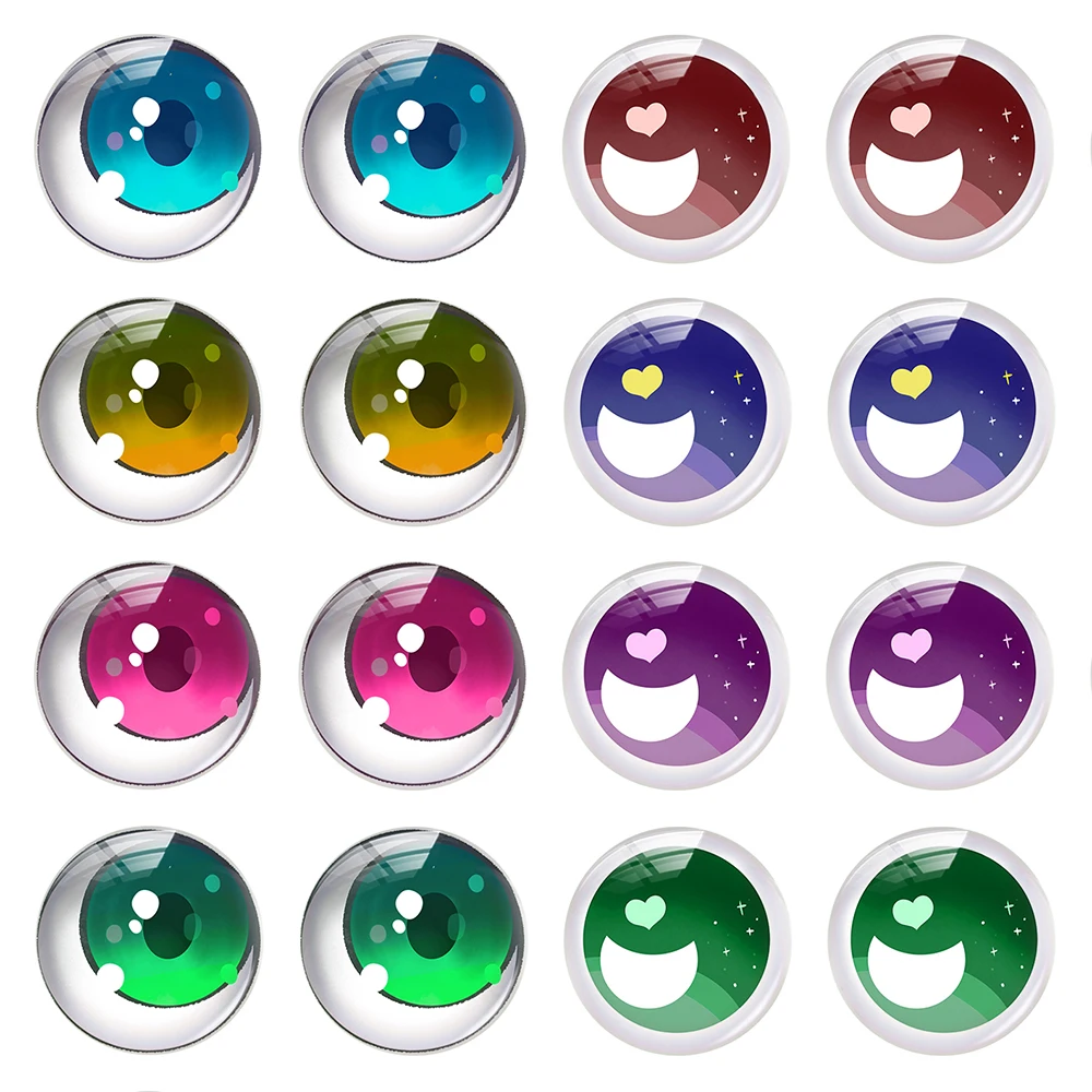 

5pairs/lot Round Cartoon Cute Moon Eye Pupils Photo Glass Cabochon Doll Toys Crystal Flatback Demo Cameo Diy Jewelry Making
