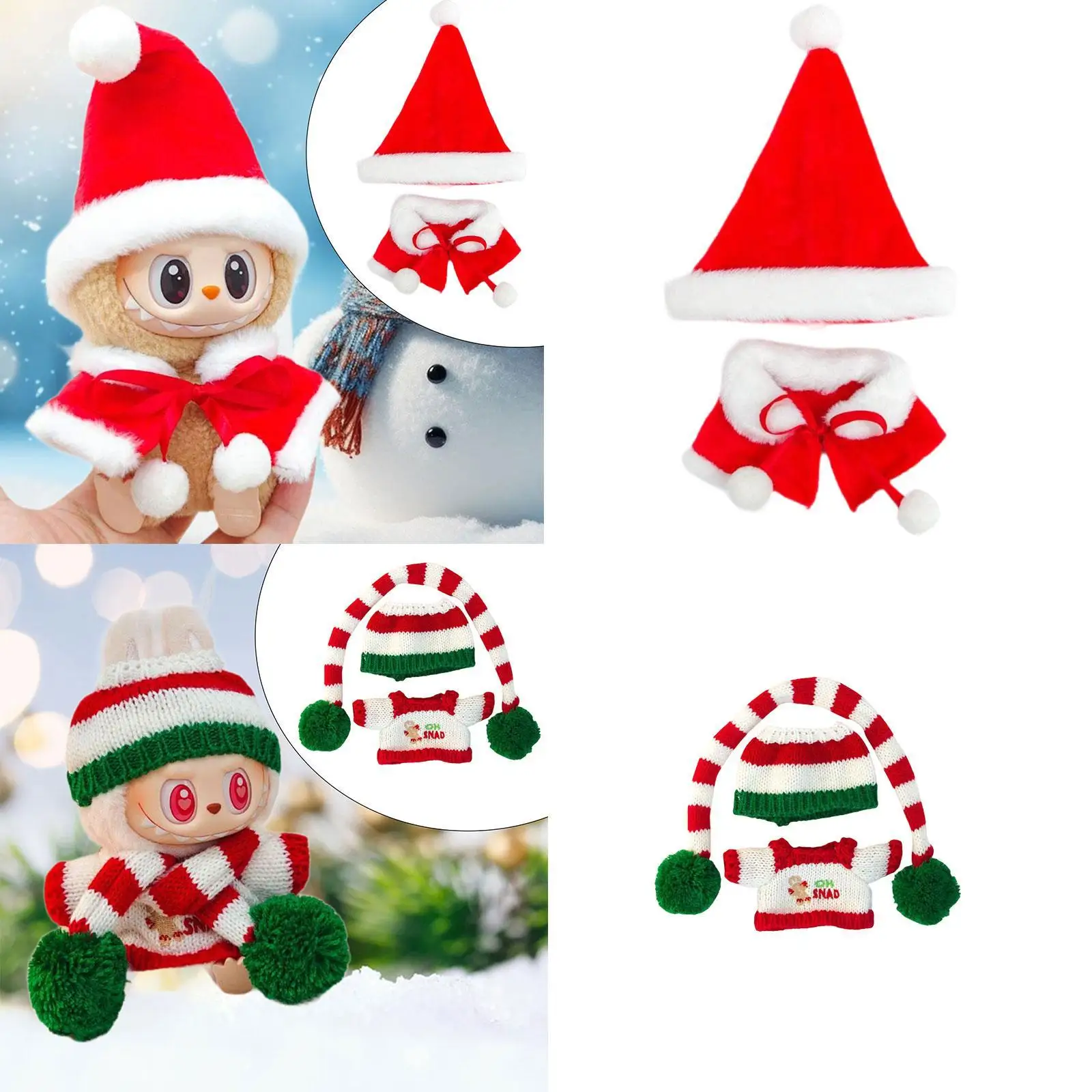 Pluche poppenkleertjes voor 15 cm-17 cm pop, schattig, zacht, kerstcadeau, pluche popaccessoires stijlvolle pop-outfit kerstkostuum