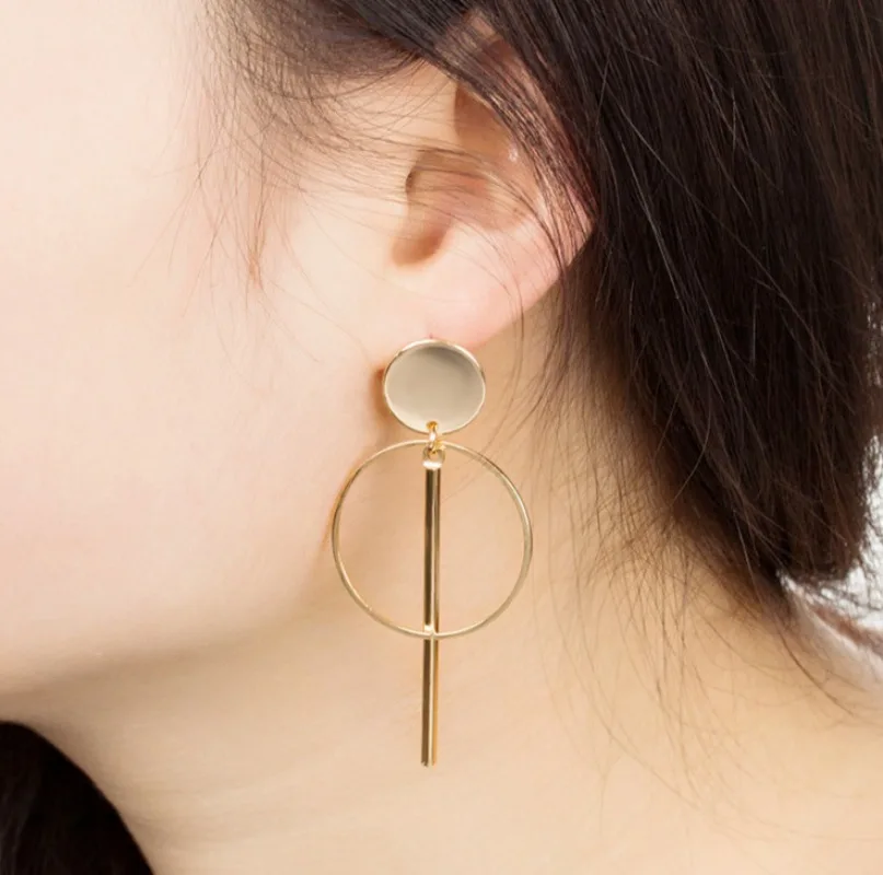 Drop Dangle Earrings for Women Geometric Circle Hoop Dangle Earrings Stick Drop Earrings