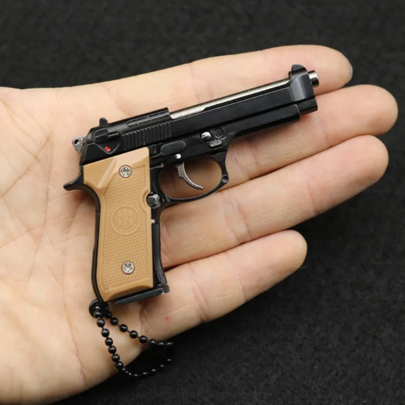 1:3 Scale M92/1911 Pistol Keychain, Detachable Alloy Gun Model, Functional Slide Action Non-Firing Collectible Key Ring Ornament