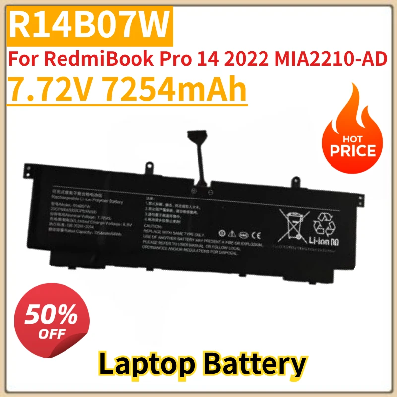 

New R14B07W 7.72V 7254mAh laptop battery For RedmiBook Pro 14 2022 MIA2210-AD laptop battery