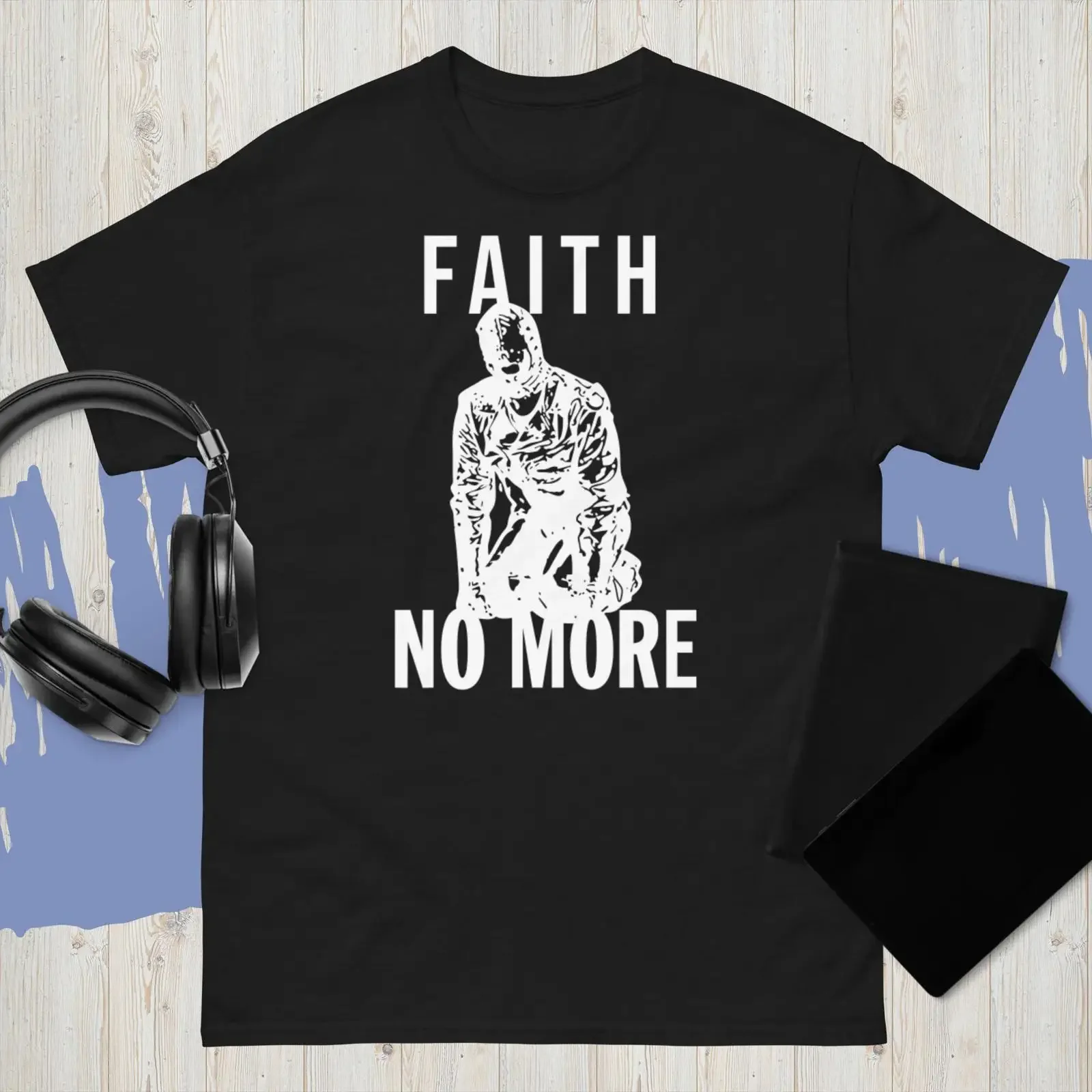 Camiseta vintage Faith No More King For a Day Fool Lifetime blanca y negra, estilo lavado y elástico, para uso diario