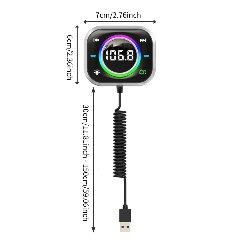 Bluetooth Car Adapter FM Transmit Built-in 3.5mm Aux Output Line Bluetooth Receiver For Car Music Hands-Free Calls TFcard Music
