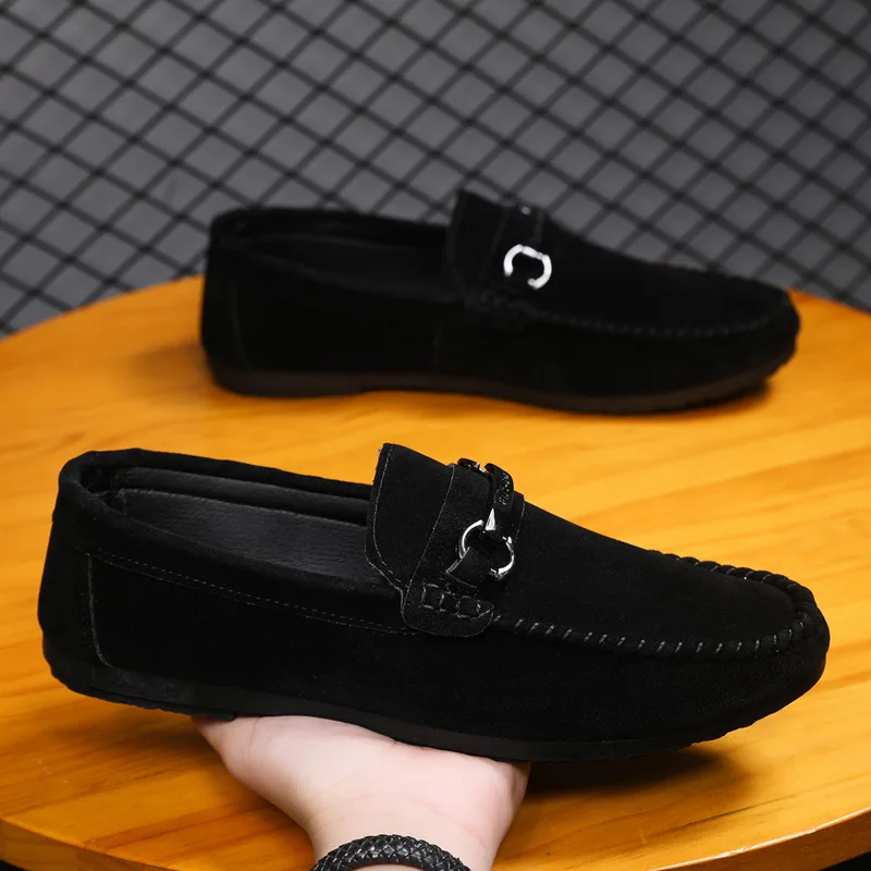 Brand Fashion Summer Style Soft Loafers Leather High Quality Flat Casual Shoes Breathable Men Flats Driving Shoes