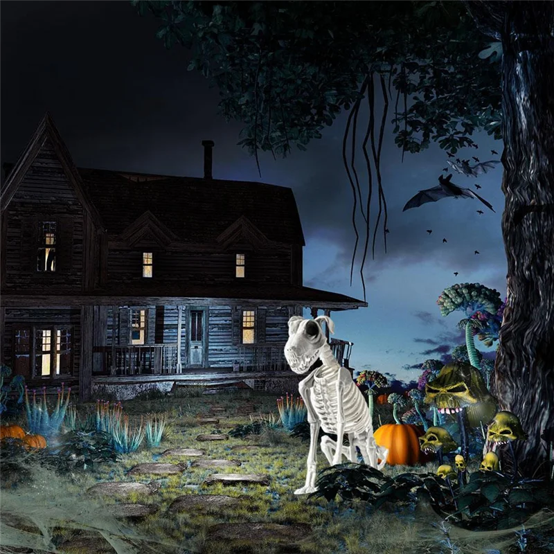 【신규】할로윈 앉아있는 개 해골 뾰족한 이빨이 있는 무서운 소름 끼치는 앉아있는 개 해골 할로윈 공포 장식