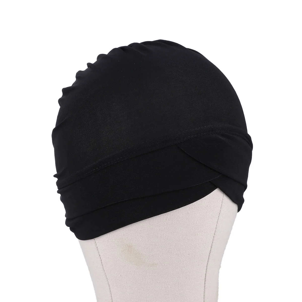 

Indian Style Forehead Cross Turban Black Linen Material Adult Hat For Party Travel Photography Gift Accessory