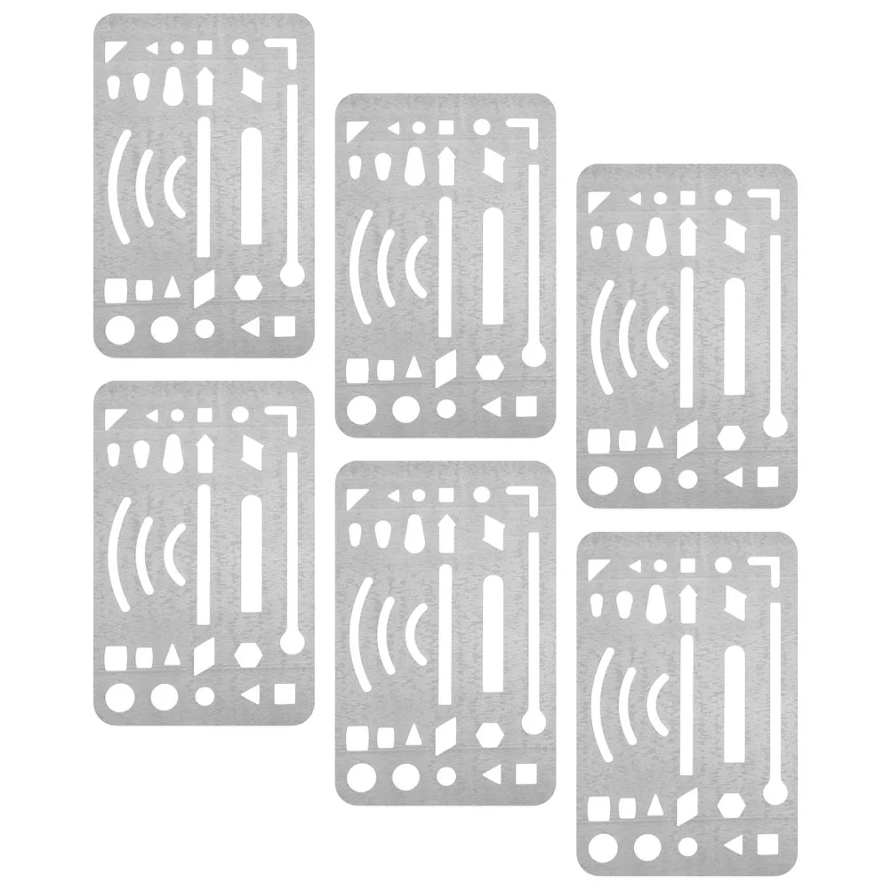 6 Pcs Erasers Stainless Steel Wipe Pictures Engineering Tools Letter Shield Drawing Drafting Erasing Template for Crafts