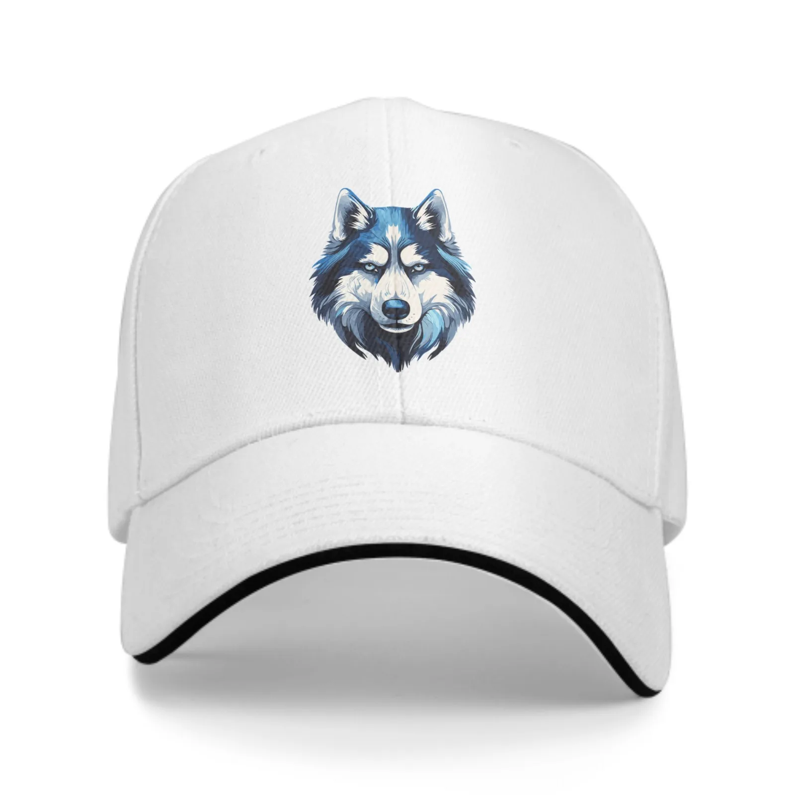 Husky Print Baseball Cap Women Summer Breathable Sunhat Fits Men Women Adjustable Hat