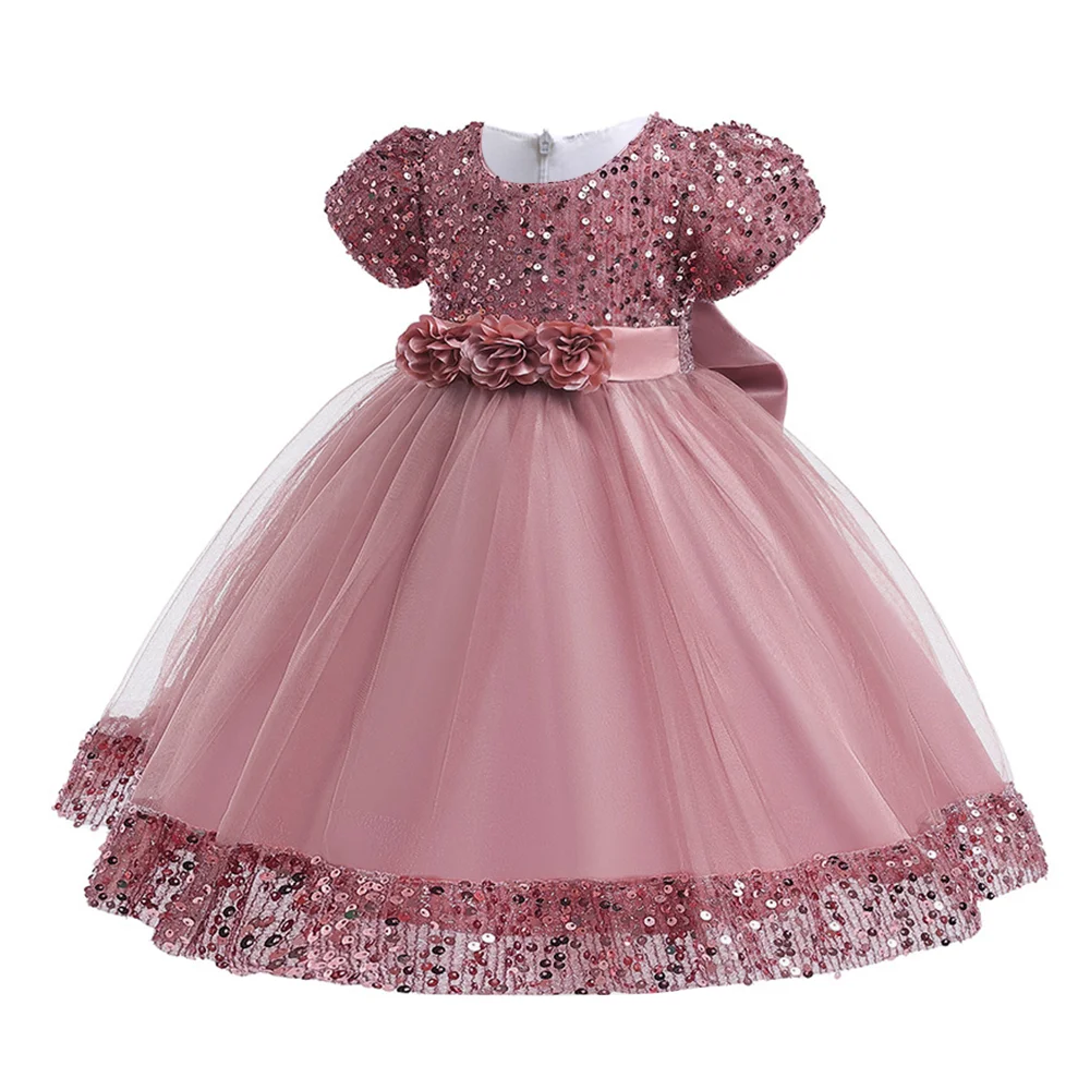 Girls Birthday Party Dress Sequin Children Costume Flower Girl Bridesmaid Dresses For Kids Princess Wedding Prom Gown 3-10Years