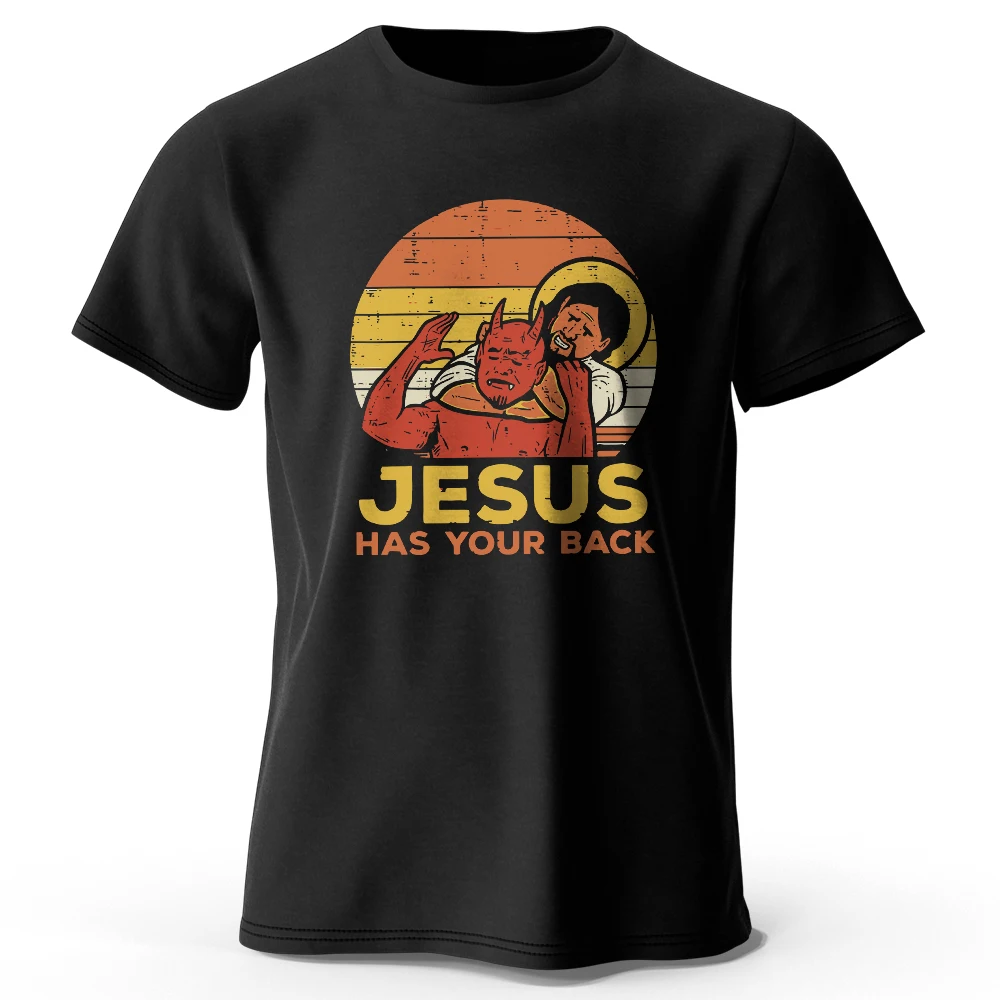 S-5XL Funny Jesus Printed 100% Cotton T-Shirt, Soft & Breathable Round Neck Short Sleeve Tee, Unisex Quirky & Humorous Style
