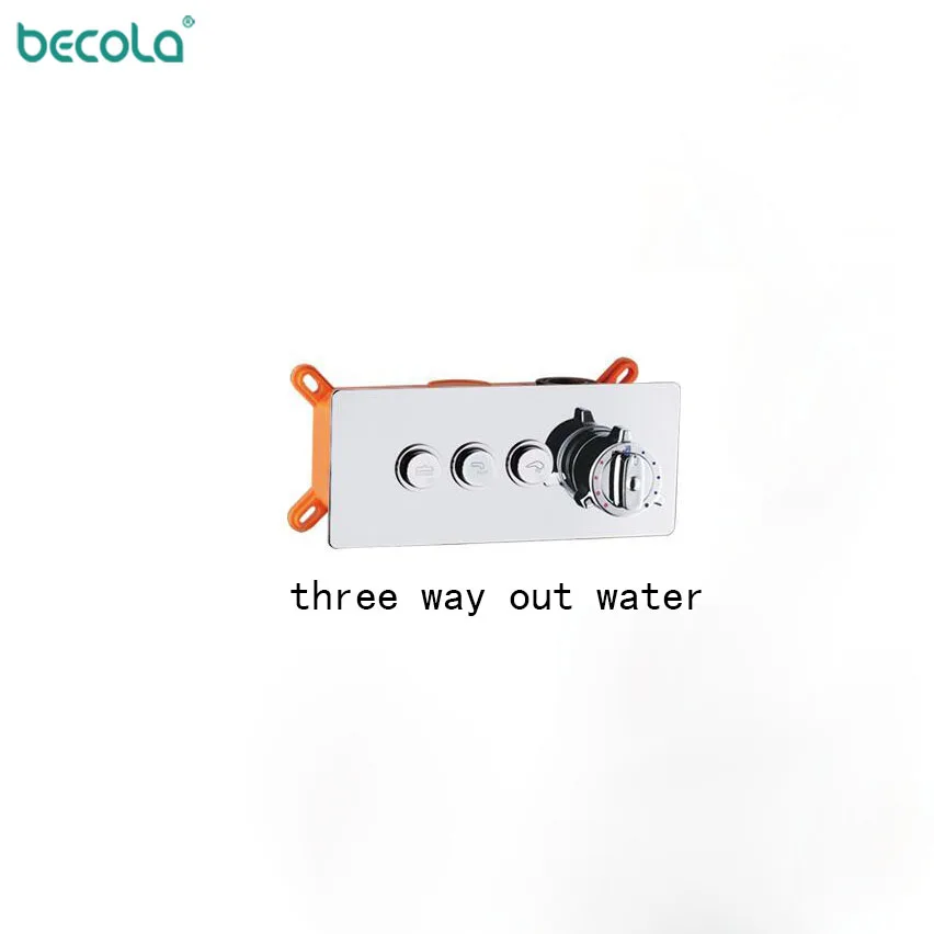 Kotak Dinding Kuningan MixerBrass Terpasang Tersembunyi Katup Penyampur Katup Pengatur Suhu Konstan Keran Mandi Termostatik Krom 3 Cara