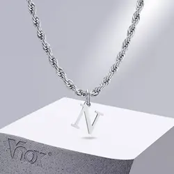 Vnox Initial Necklaces for Women Men, Stainless Steel A-Z Letters Alphabet Charm Pendant with Twisted Rope Chain, Unisex Collar