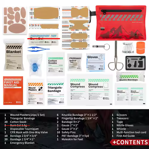 Rhino Rescue Small First Aid Kit - Ultralight Waterproof Medical Kit for Hiking Backpacking Cycling Travel Vehicles - Image 2