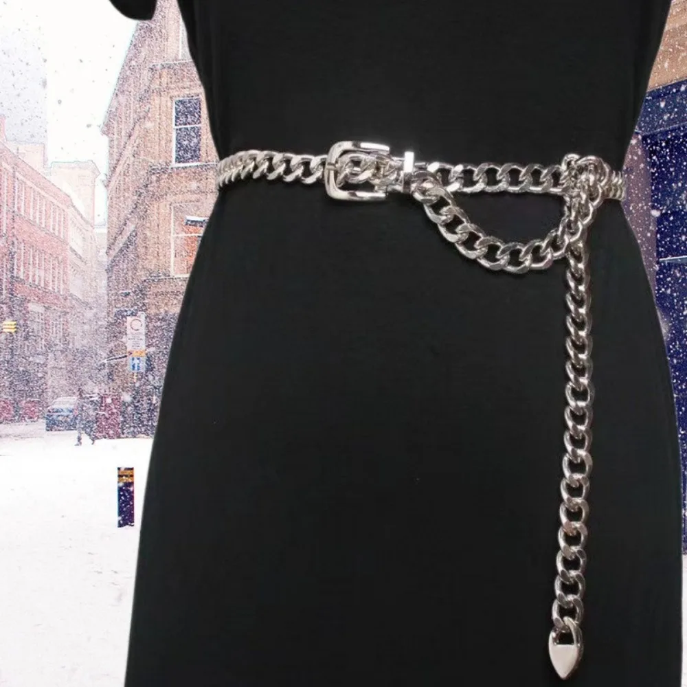 أحزمة سلسلة معدنية بسيطة طويلة شرابة الخصر سلسلة فستان مشد حزام الخصر سلسلة الجسم النسائية #3