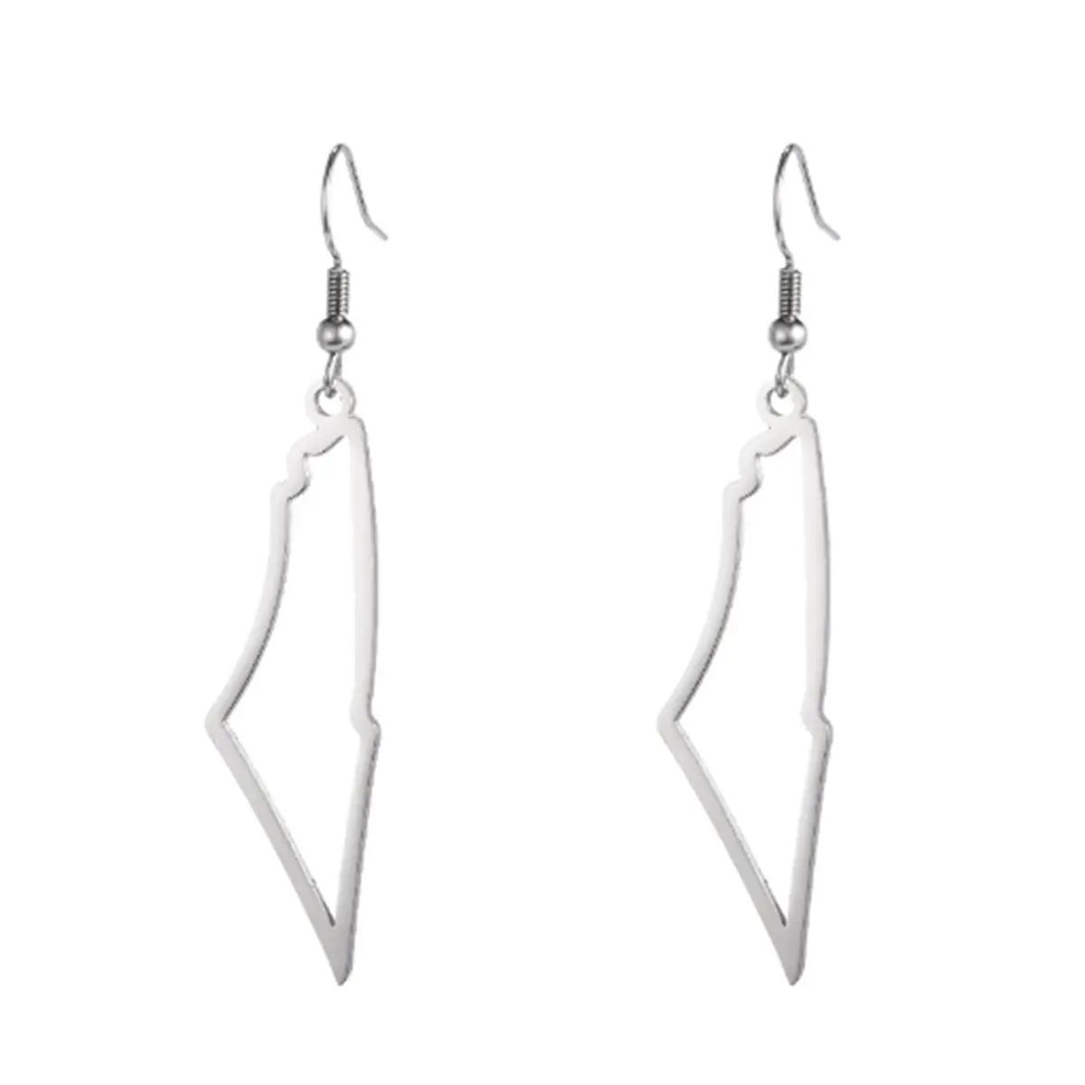 A55T 4X A Silver Color Palestine Map Dangle Earrings Women Country Geography Map Pendent Earring Stainless Jewelry