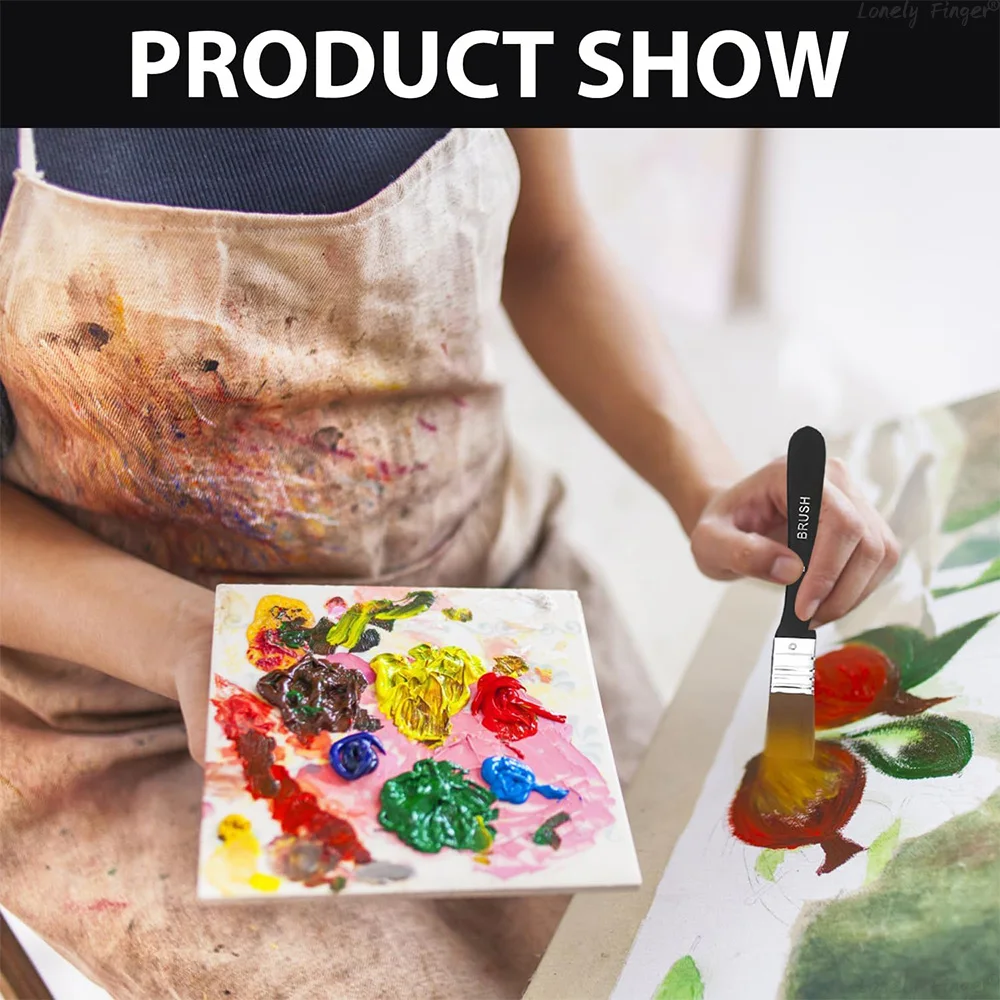 1/4 قطعة فرشاة طلاء، فرش طلاء مسطحة لامعة، فرش طلاء أساسية مع مقبض خشبي للأكريليك والزيت والألوان المائية #5