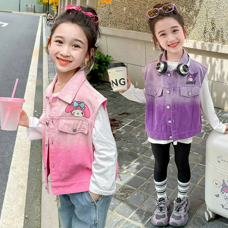 My Melody Girl Cartoon Print GlaAnime Veste courte pour enfants, Nouvelle mode, FibroDenim GlaCute Girl, Oupill, Sanrios Kuromi