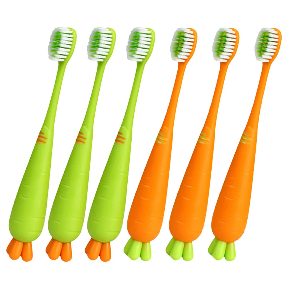 6 Pcs Child Toothbrush Carrot Toothbrushes for Children Soft Manual Kids Pet Teeth